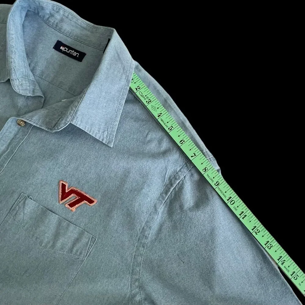 Puritan Men Blue Front Pocket Button Down Collar Shirt Blue SZ/XL - Picture 10 of 14